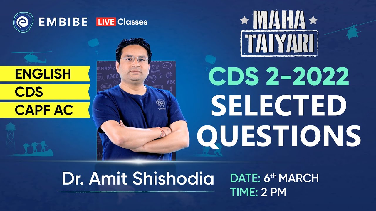 CDS 2 2022 Selected English Questions | CDS 2023 English Preparation ...