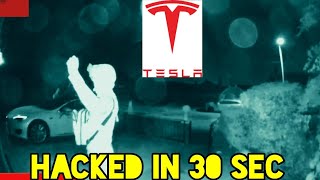 How to Steal Tesla Car in 30 sec recorded in Camera, Thieves steal Expensive Tesla Car