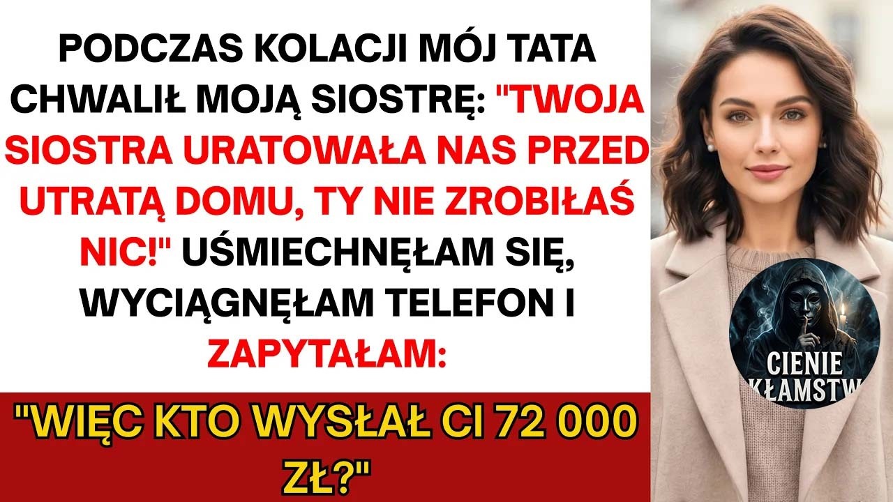 „Nie zrobiłaś nic. To przez ciebie ta rodzina prawie się rozpadła." Te słowa wypowiedział mój ojciec przy wigilijnym stole, wznosząc toast za moją siostrę. Przez trzy lata wysyłałam im co miesiąc...