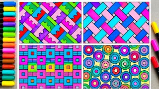 3 HOURS 🚀 Relaxing Geometric Patterns ASMR | Stress Relief Marker Coloring Compilation