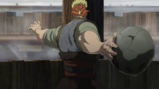 Vinland Saga Thorkell throws rocks