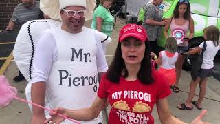 Jenny Milkowski at Pierogi Fest with Mr. Pierogi (7-27-18)