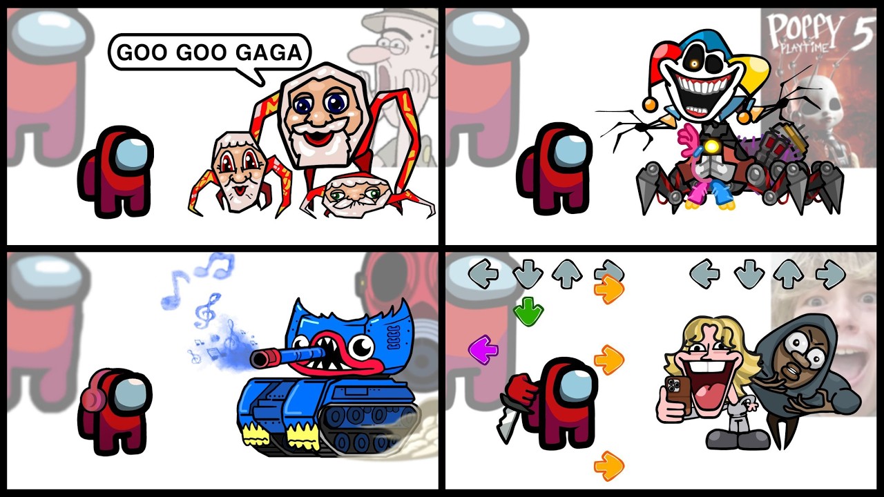 Mini Crewmate Kills Italian Brainrot Characters - Part 1-4 | Among Us