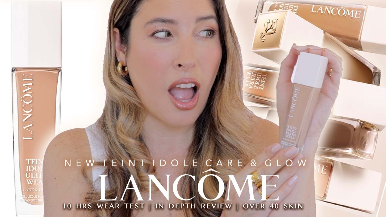 LANCOME TEINT IDOLE Ultra Wear CARE & GLOW Foundation Review FULL DAY WEAR  TEST OVER 40 Mature Skin - YouTube