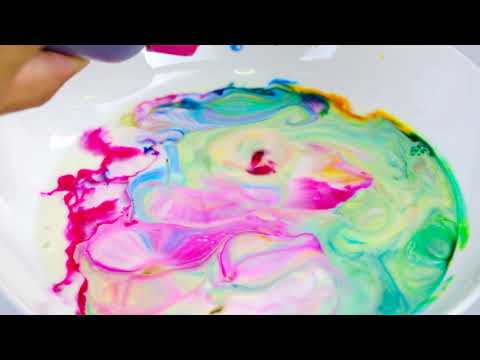 Milk Food Coloring And Dish Soap(ทดลองแรงตึงผิวด้วยนม สีผสมอาหาร น้ำยาล้างจาน )