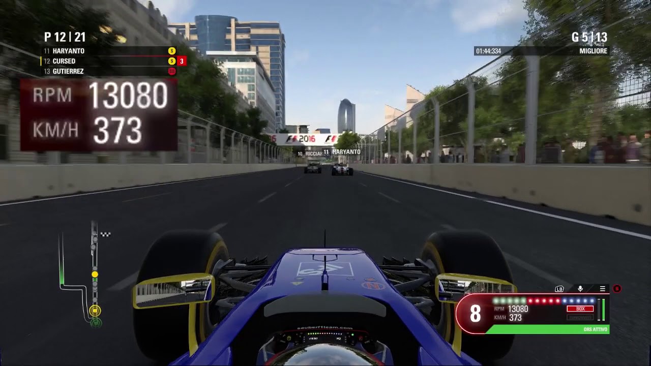 F1 2016 SAUBER TOP SPEED 385 KMH 239 MPH 13500 RPM BAKU DRS Wakesurfing fuel mix rich