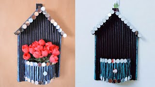 DIy newspaper flower Vase || Newspaper craft || Wall hanging flower vase || Best out of waste