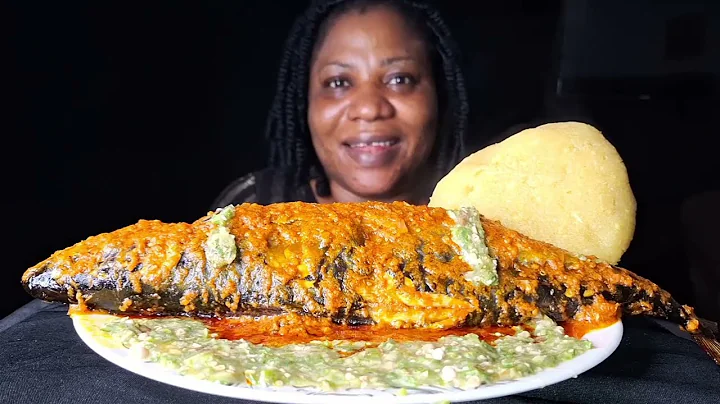 Nigeria food ASMR mukbang okra soup with fufu mukbang 