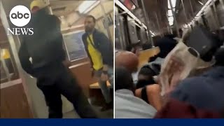 Chaotic scene on packed New York City subway car when man shot in head during rush hour