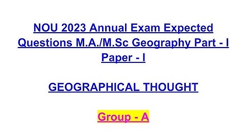 NOU Geography Part - I Paper - I Expected Questions for 2023 | @digitallyfstyle