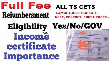 Full fee reimbursement eligibility and income certificate |  TS EAMCET | TS ICET | TS ECET