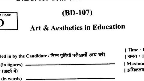 ART And Aesthetics in Education | B.Ed. 2 Sem Previous Year question paper #rmpssu #dbrau #fsu