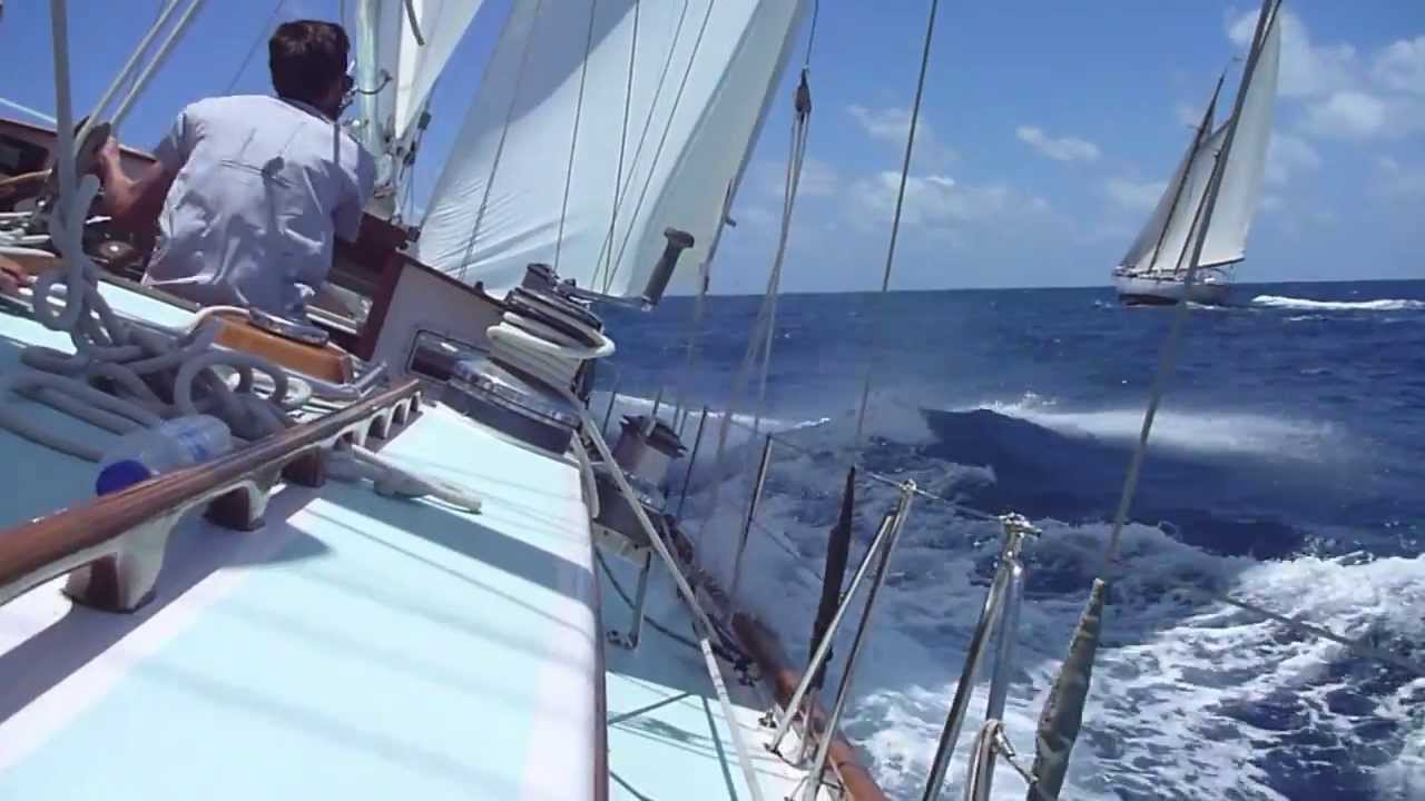 Sailing 73ft ketch Stormvogel at Antigua Classics