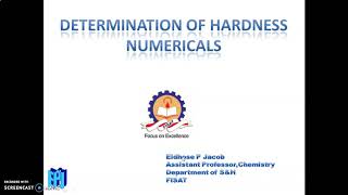 Numericals on Extent of  hardness By EDTA Method