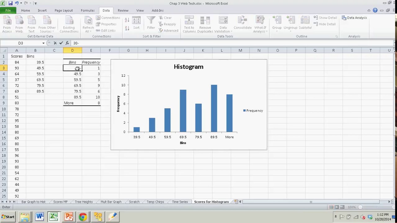 excel histogram bins