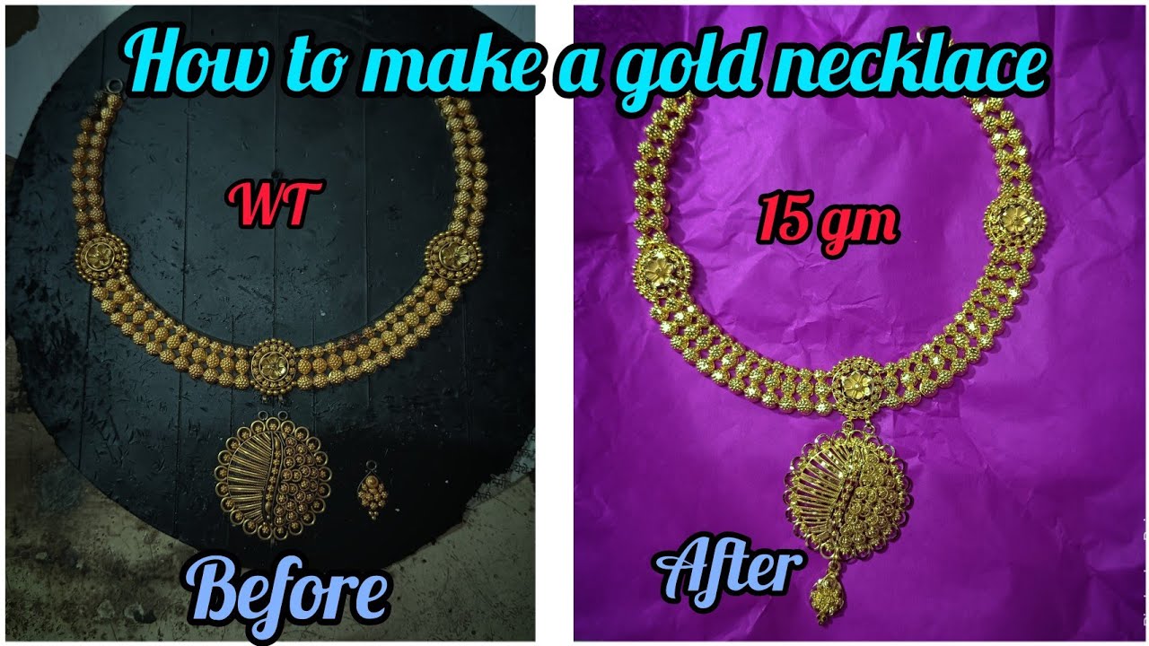 How to make gold necklace making Learn how to make this design jewellery Making video YouTube