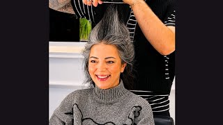 Extreme Long to Short Hair Chop Layered Cut Transformation Before & After