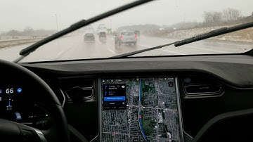 POOR WEATHER DETECTED! Tesla Autopilot with Navigate on Autopilot Active Model X