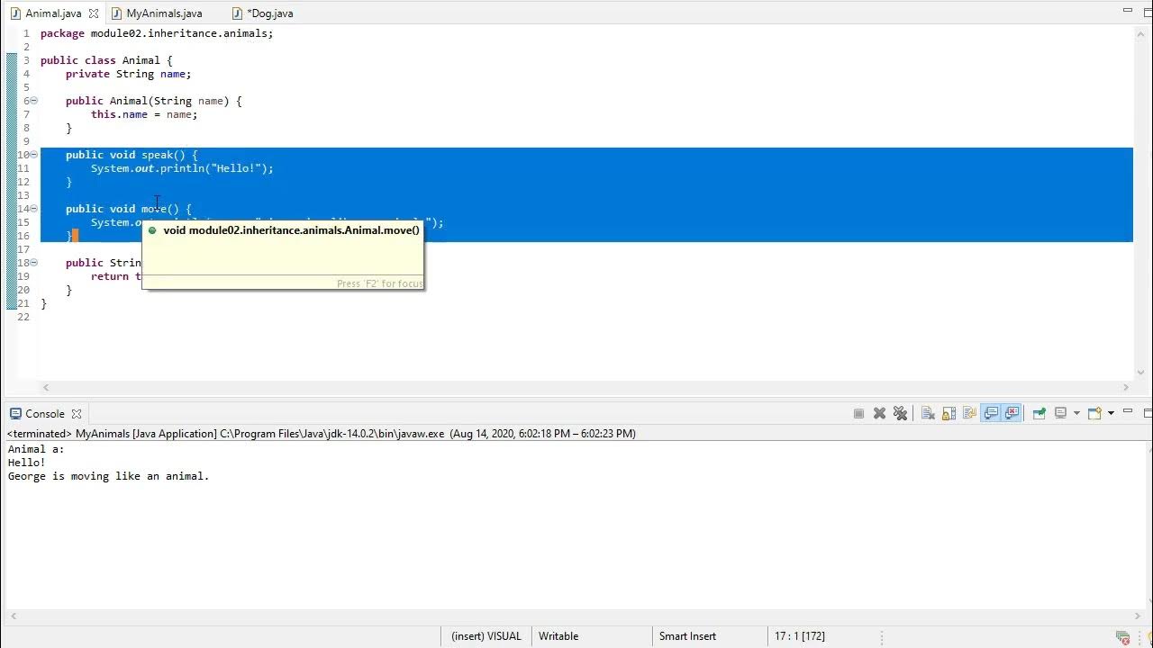 Inheritance in Java (Animal - Cat - Dog example) - YouTube