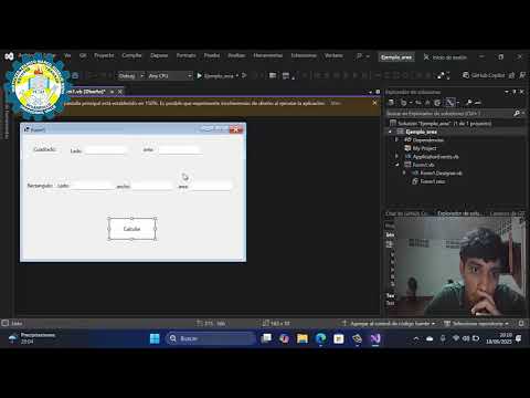 Aritmético, área de un cuadrado y rectángulo en Visual Studio.