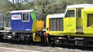 Very Rare!...Network Rail's 97303 hauls the weed killing  MPV at  Llandeilo 18/04/2018