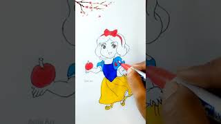 Cute Little Snow White Drawing With Brush Pens 