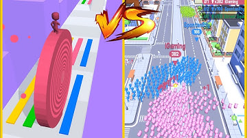 Layers Roll Vs Crowd City : Gameplay Walkthrough Part 1- Biggest Crowd Map Control (iOS, Android)