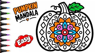 Halloween decoration: Beautiful pumpkin mandala freehand art tutorial.