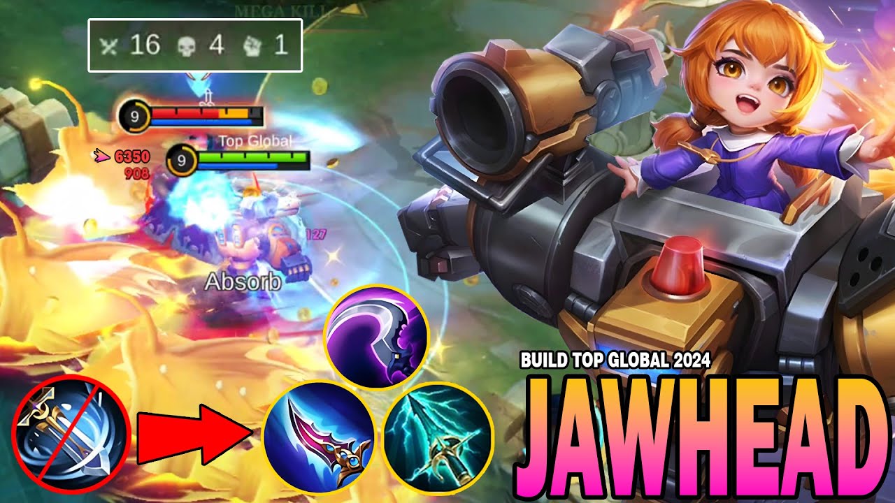 16Kills + Unstoppable!! Jawhead Monster ExpLane - Build and Emblem Top Global 2024 ~ MLBB