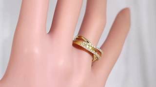 レール留め・グラデーションイエローオレンジサファイア・ダイヤモンドリング■187352