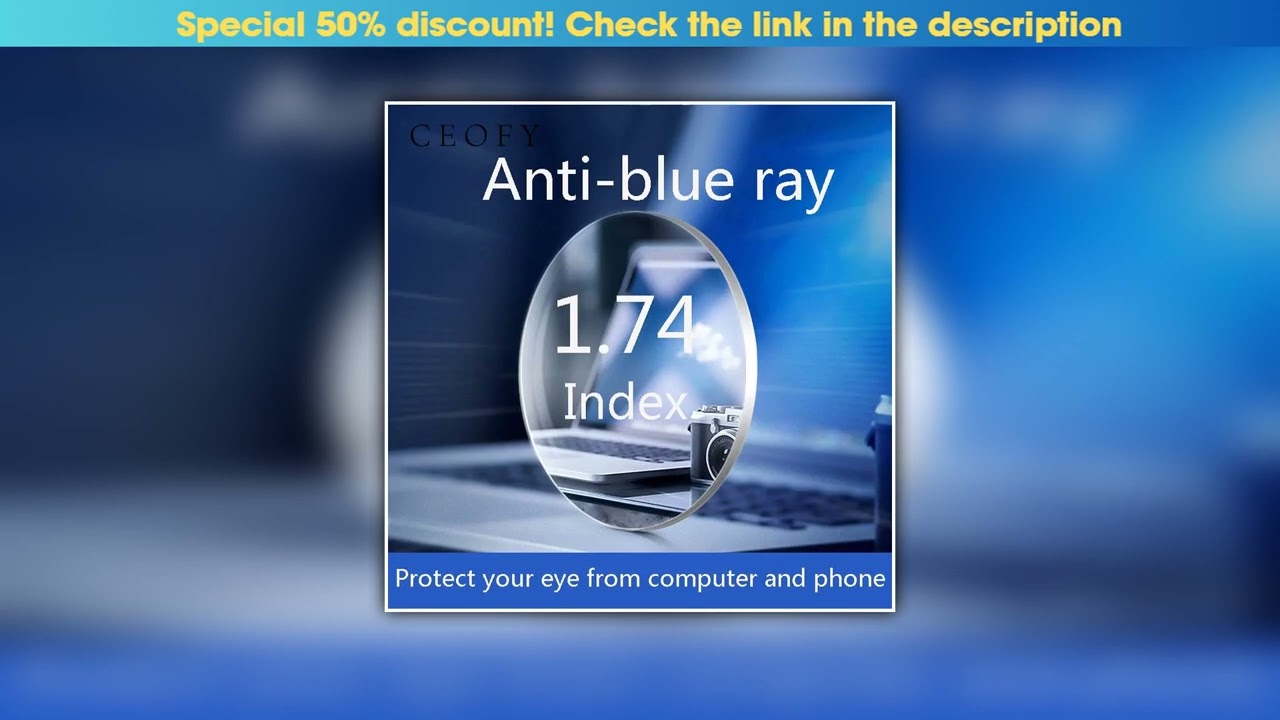 Limited 1.74 Index Anti-Blue Ray Prescription Lenses Aspherical Computer Protection Lenses Anti-Rad