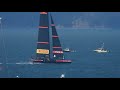 ac75 americas cup race 7, luna rossa wins the start and emirates team nz  overtakes to win the race.