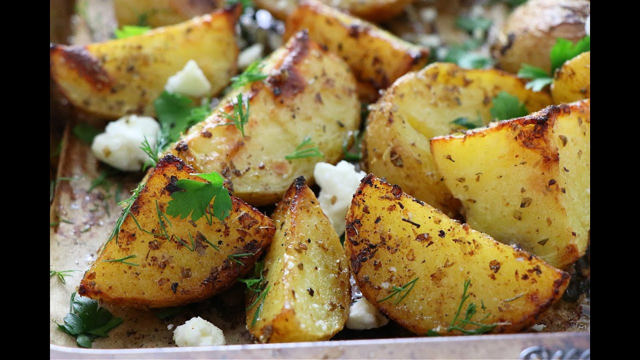 Crispy Greek Potatoes with Lemon and Feta YouTube