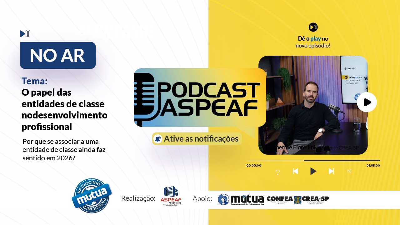 Capa do episódio 03 do Podcast ASPEAF, com Eng. Guilherme Fiorellini