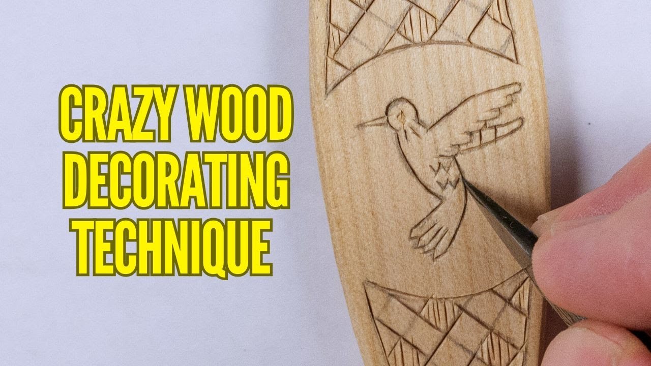 Crazy Wood Decorating Technique. Kolrosing a Wooden Spoon. Traditional Woodworking Art.