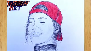 رسم سهل للمبتدئين || تعليم رسم للبنات || رسم بنت ترتدي قبعته || رسم جميل || رسم سهل  how to draw