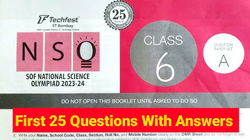 Class 6, NSO 2023 -24 Level 1 Set A Question Paper / SOF science Olympiad 2023 - 2024
