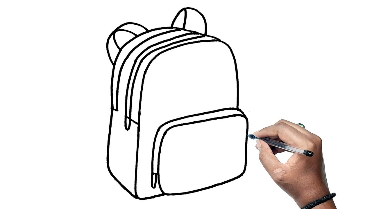 How To Draw A Backpack Step By Step 🎒 Backpack Drawing Easy 