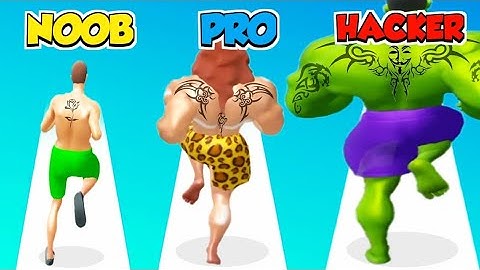 Noob vs Pro vs hacker in muscle  rush । run gameplay। levels 23 - 26