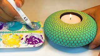 Giveaway Easy Mandala Art for Beginners Tealight Candle Holder Dot Painting Rocks Painted Stones DIY