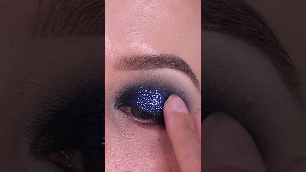 Navy Smokey Glitter Eye Makeup Tutorial Shorts YouTube