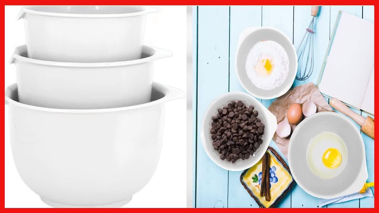  GLAD Mixing Bowls with Pour Spout, Set of 3, Nesting Design  Saves Space, Non-Slip, BPA Free, Dishwasher Safe Plastic