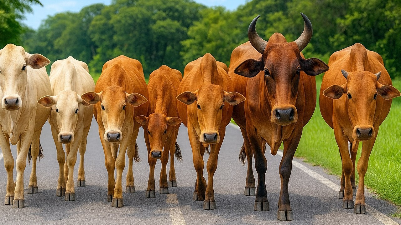 Sapi Many Puluhan Sapi Berjalan Rapi menuju kandang, Suara Sapi Moo, Sapi Lucu ...