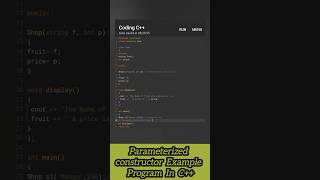 Parameterized Constructor Example Program in C++ #parameterizedconstructor #constructor #cpp