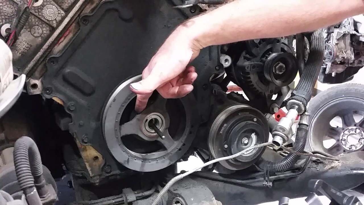 How to remove a harmonic balancer aka crankshaft pulley on caddilac