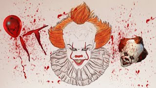 رسم المهرج القاتل dancing clown 🎈🤡 Drawing Pennywise IT #shorts