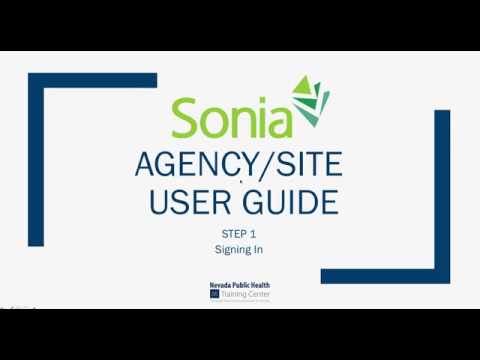 Sonia Site User Guide: Step 1 Signing In