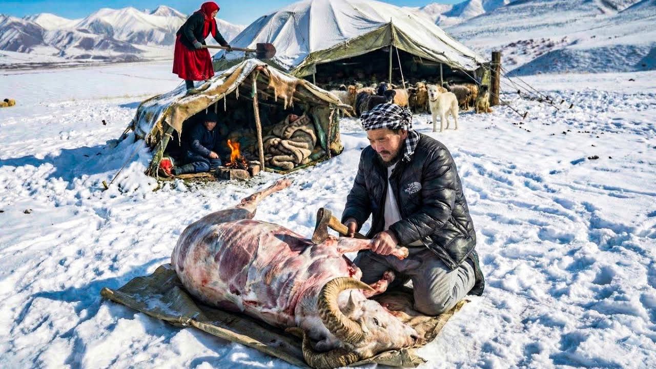 Surviving a Freezing Winter as a Shepherd in Afghanistan|Cooking Sheep’s meat| DailyRoutine life.