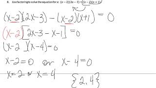 Lesson 17 equations involving factored expressions