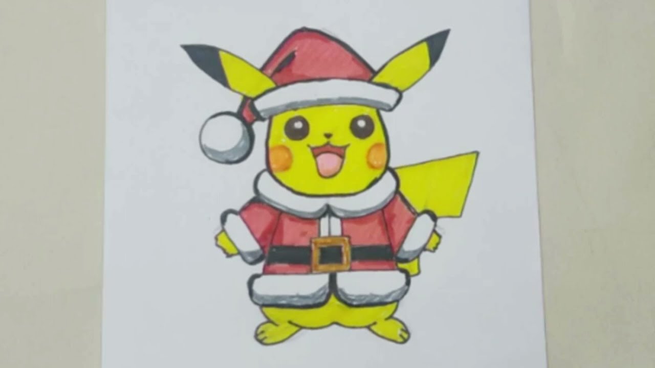 Desenho para colorir de Natal de Pikachu · Creative Fabrica